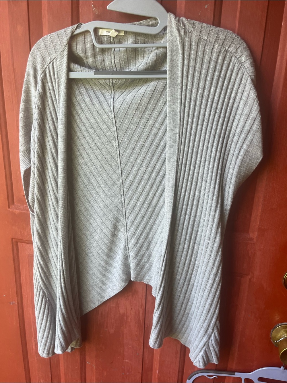 Maurices Light Gray Ribbed Open-Front Cardigan